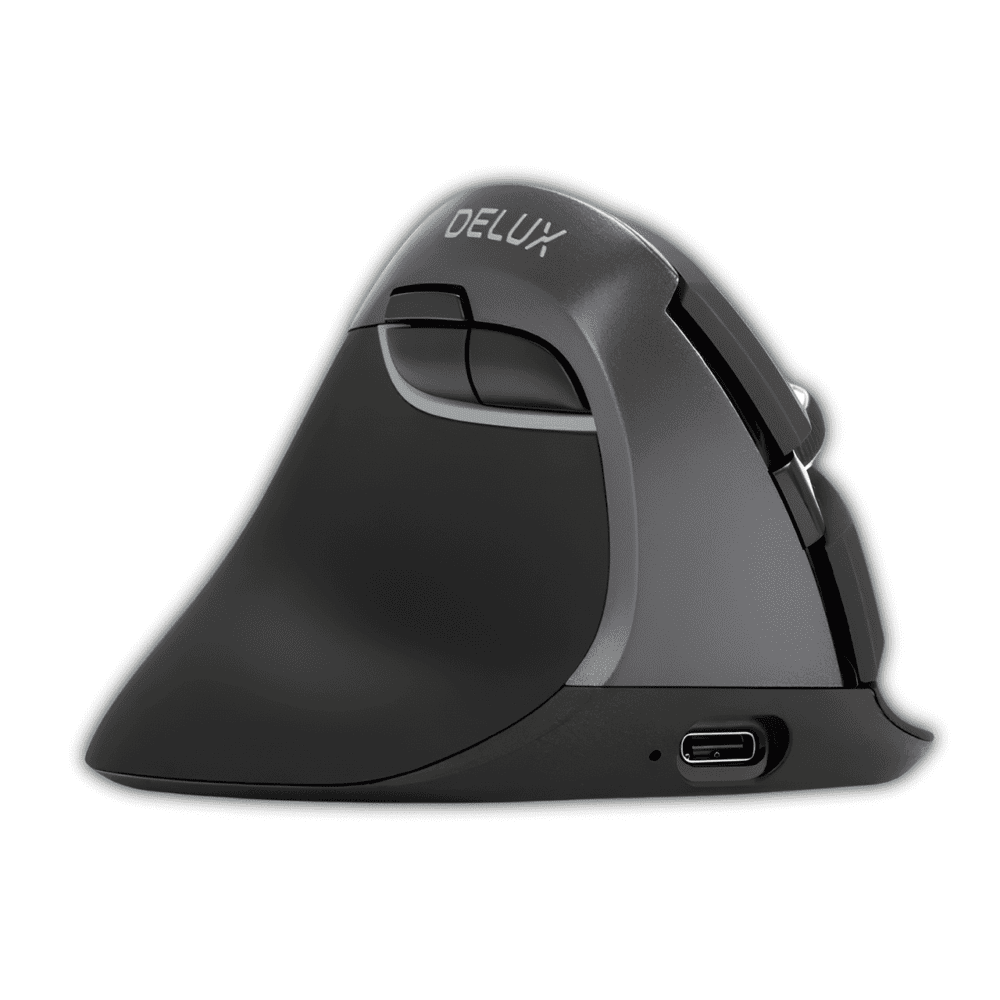 Souris Gamer Delux M618ZD noire ergonomique pour gaucher avec design vertical et DPI ajustable