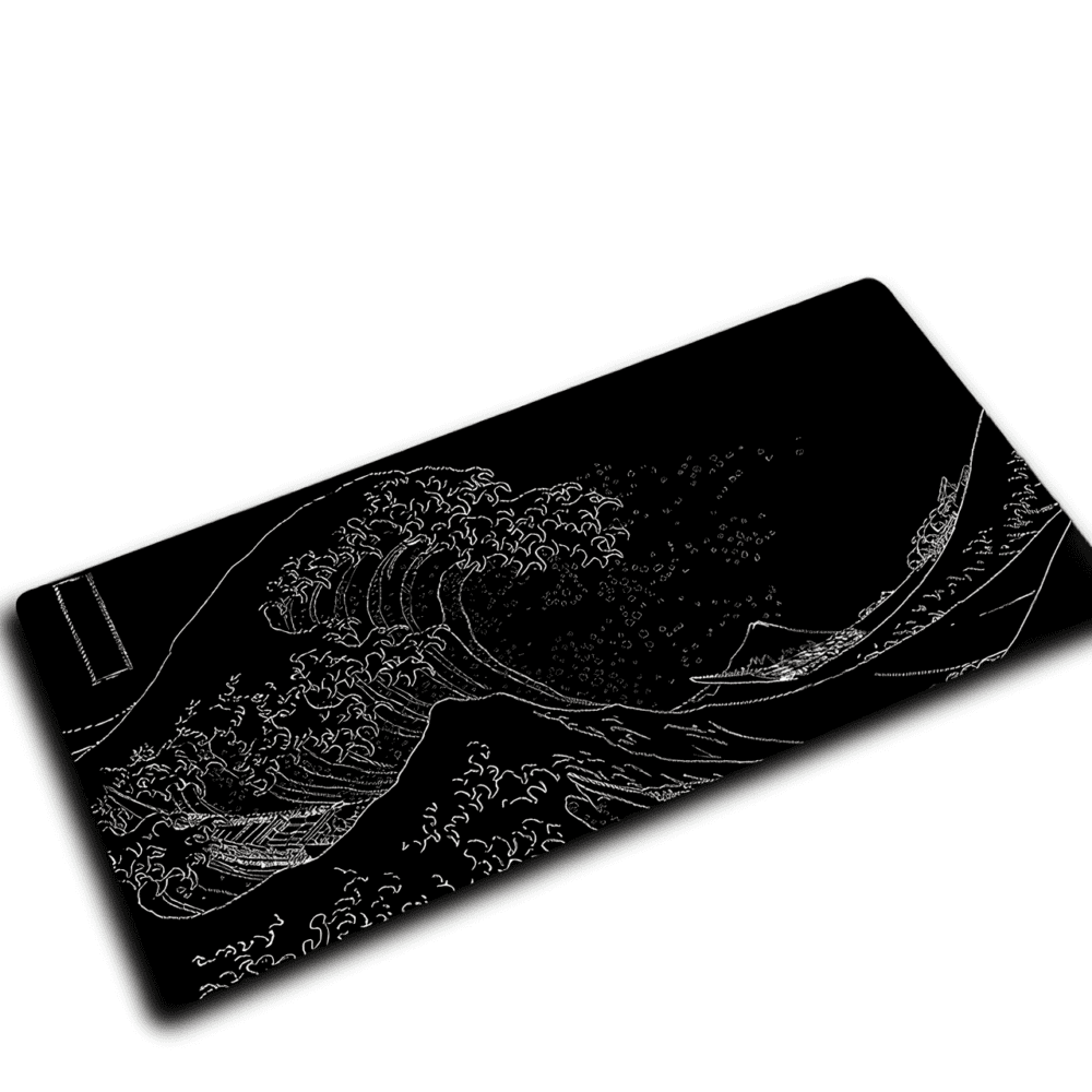 Tapis de Souris Gaming Noir La Grande Vague de Kanagawa