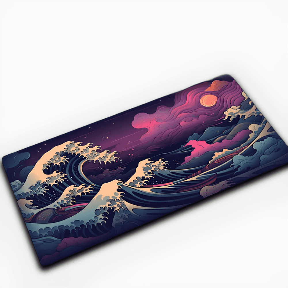 Tapis de souris design La Grande Vague de Kanagawa, idéal pour setup gaming et bureaux professionnels.