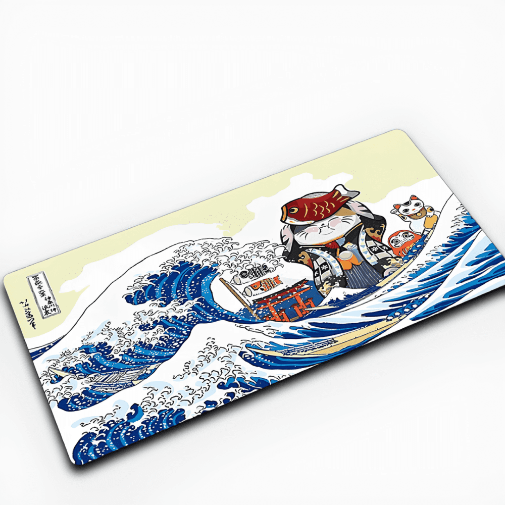 Tapis gamer La Grande Vague de Kanagawa pour bureau.