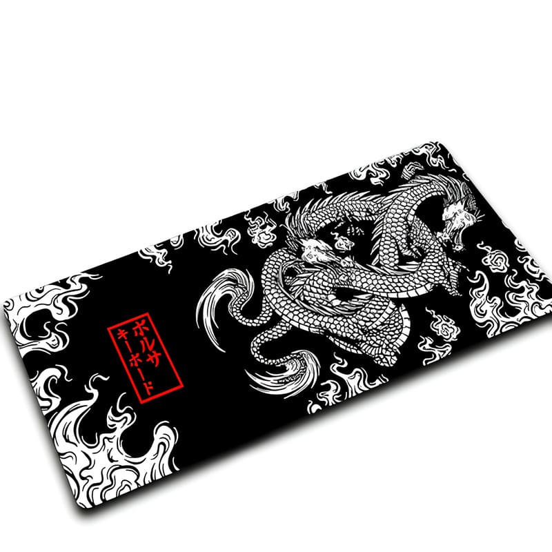 Tapis de souris blanc avec motif de dragon