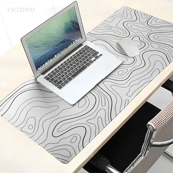 Tapis de souris topographique blanc XXL pour gamers